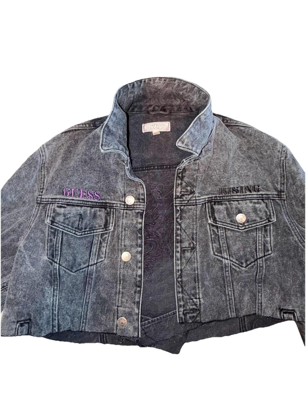 88Rising Guess Black Acid Wash Jean Jacket Niki Joji Men's Xl Custom Womens Crop